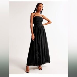 Abercrombie Emerson black lace-up back maxi dress size medium tall